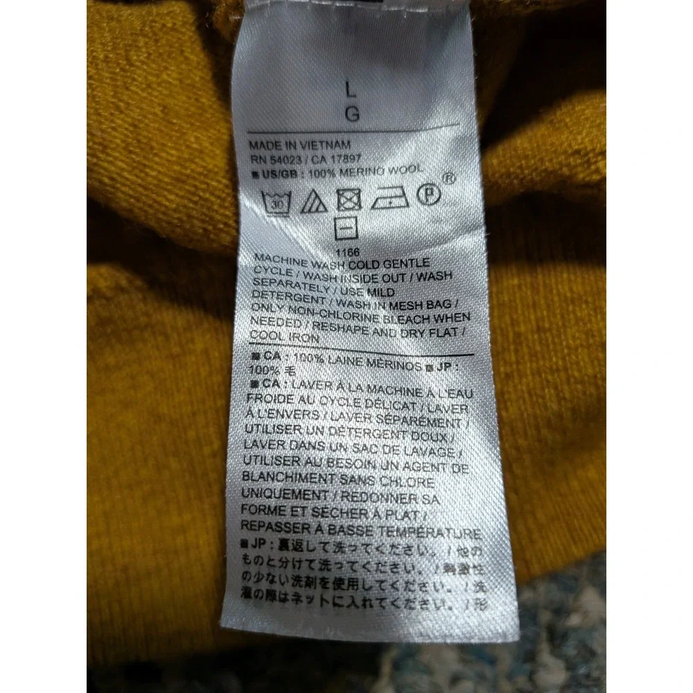 Banana Republic Mens Mustard Yellow 100% Merino Wool Crewneck Sweater Large HO24